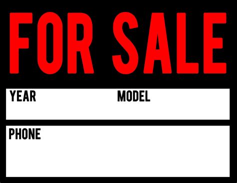 Printable For Sale Sign Car